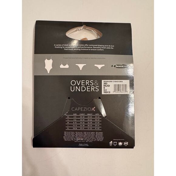 New in Package Capezio Women's Overs/Unders Seamless Bodyliners Clear Back Bra M - Picture 3 of 4